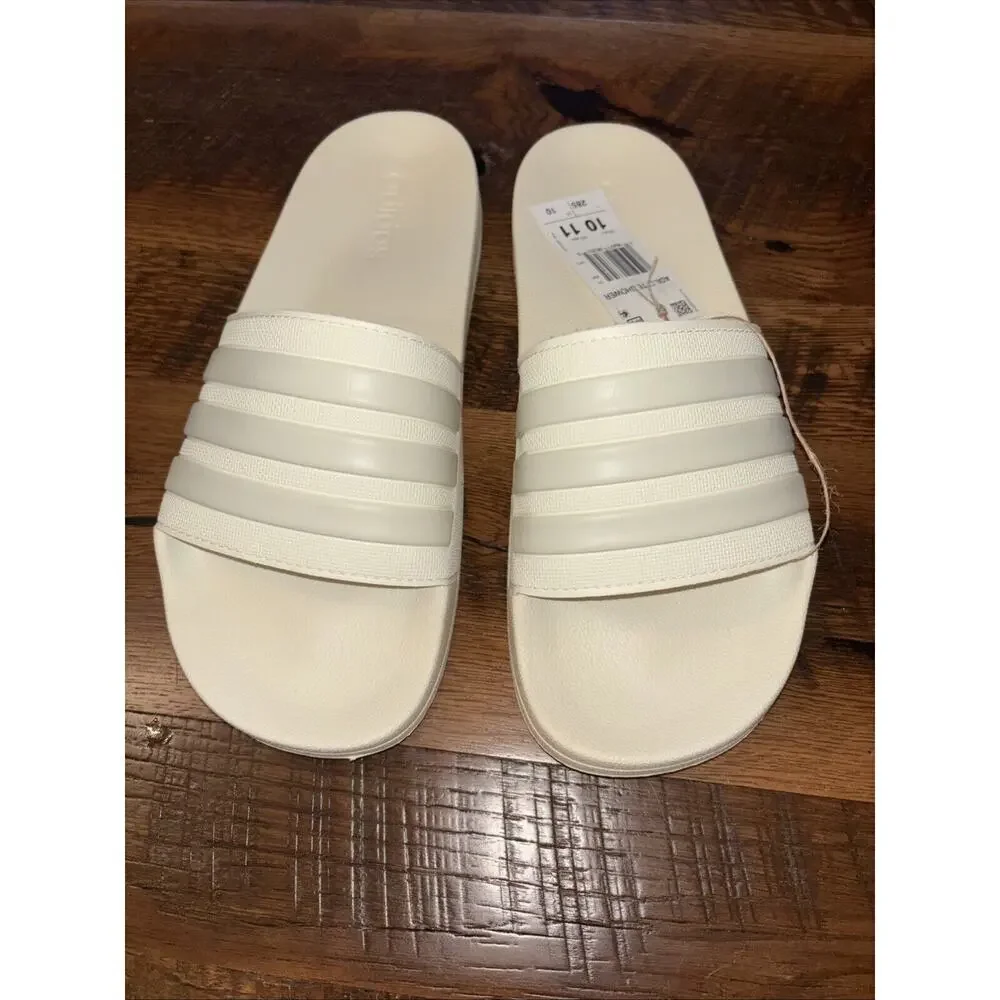 NWT Adidas Adilette Shower Off White Women 11 Men 10 Slip On Slides IG8776